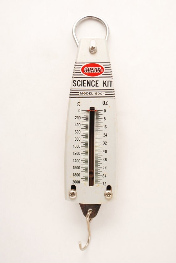 Items similar to Vintage Spring Scale Kitchen Hanging Scale, Science Kit, OHAUS, Physics Toy