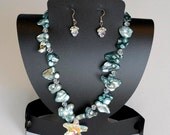 Handmade Two-Piece Shell Bead Earring and Necklace Set - Starry Night