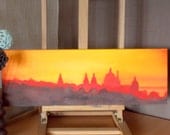 Original Acrylic Landscape Canvas Dreamy Sunset Mosque
