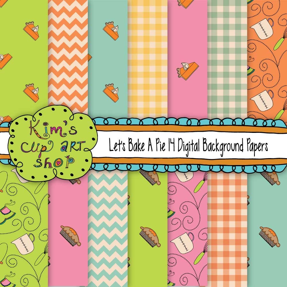 Pie Digital Background Papers, digital backgrounds, scrapbooking, digital papers, pie backgrounds, baking clip art, pie clipart, doodles
