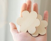 SET of 2pcs - two wooden flower shapes, natural wood,ready to decorate,unpainted, make your own jewelry, DIY