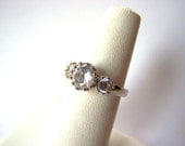 Vintage Sterling Silver CZ Trio Ring Signed HN