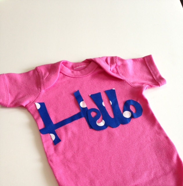 Newborn Baby Clothes // Bodysuit Size NB - 24 Months // Navy Pink Hello Baby Clothes Clothing Cute // Baby Onesie // Hello World