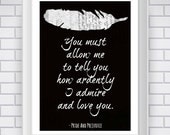 Pride and Prejudice Print, Literary Quote- Typography Print -Black- Jane Austen Quote - Word Art - Love Story Quote