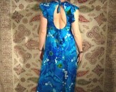 hippie beachy 60s cutout empire waist maxi gown sun dress S
