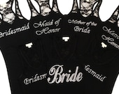9 Bride Tank Tops Shirts. Bridesmaid Lace Tank. Bachelorette Party. Maid of Honor. Matron of Honor. Wedding Bridal Party.