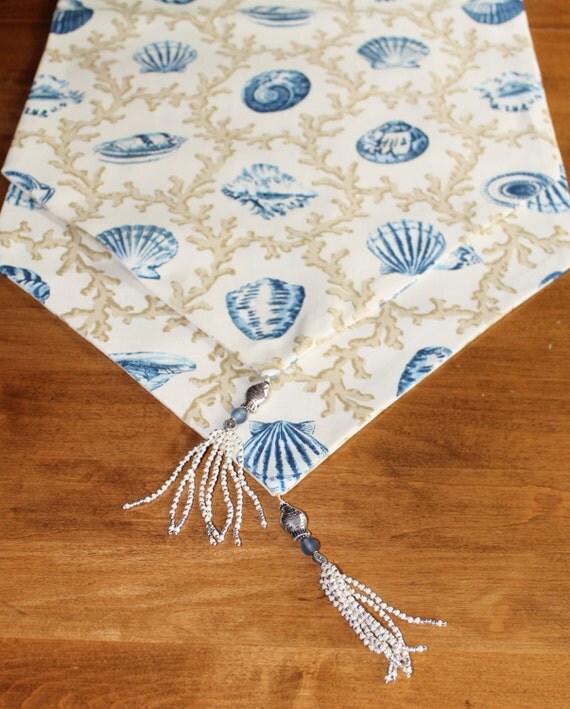 TABLE RUNNER Nautical Blue and White by GMBDesignsCustom on Etsy
