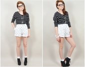 vintage 80s white & navy star print nautical GRUNGE festival pleated high waist shorts