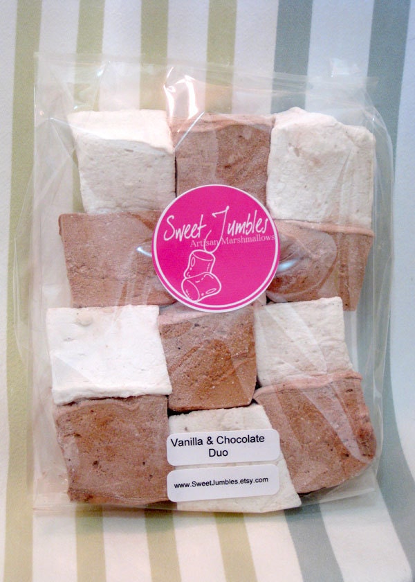 Vanilla and Chocolate Duo Marshmallows - 1 dozen fair trade Gourmet homemade marshmallows