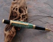 Handcrafted Custom Made Pen - Green Circuit Board 24kt Gold Twist Pen