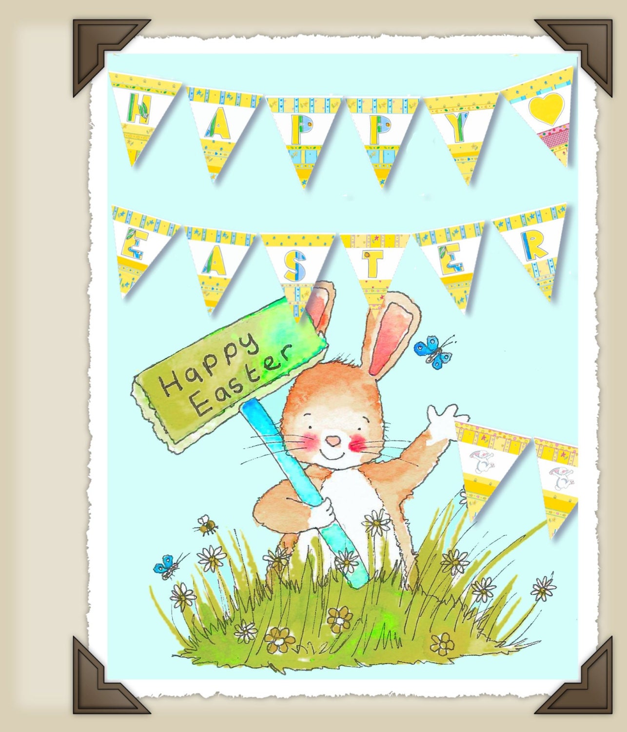 Printable paper bunting for Easter - downloadable pdf file