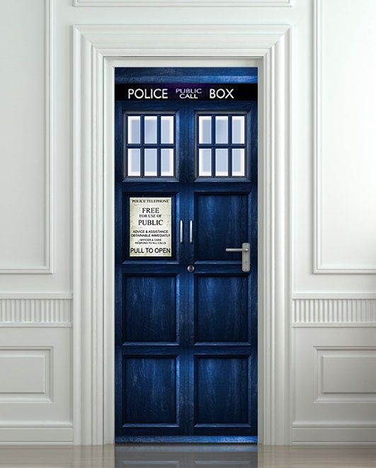 Door STICKER Tardis Doctor Dr Who Police box movie magical mural decole film self-adhesive poster 30x79"(77x200 cm)