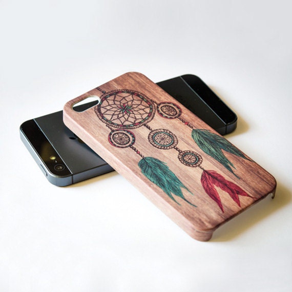 Dream Catcher - iPhone 5 case , wood iphone case , iphone 4 case , iphone 4s case , iPhone cover , Wood Case , Hard Plastic Case