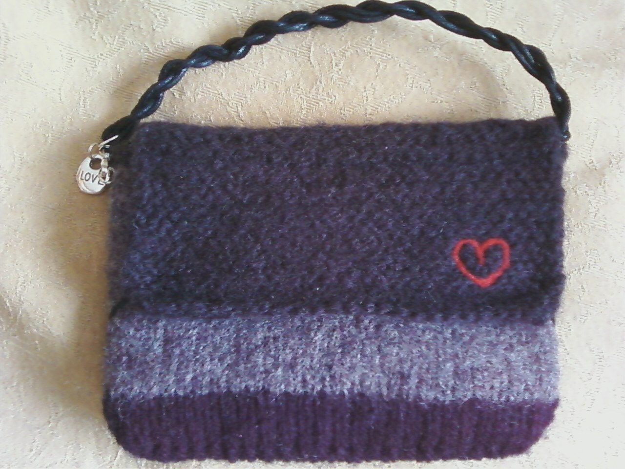 Handknit/handfelted Wristlet/Mini Tote/ Cell phone carrier/ Purse