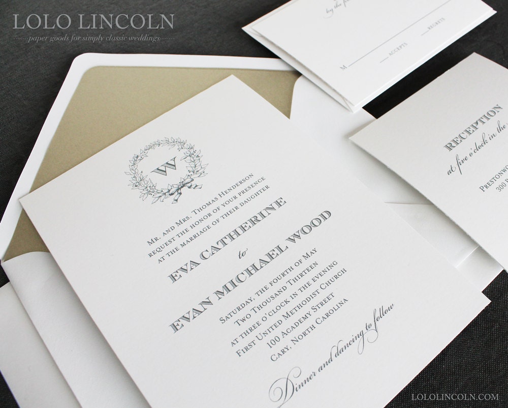 Whimsical Wreath Wedding Invitation SAMPLE