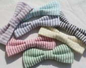Seersucker Metal Clip On Bow Tie for Baby, Toddler, Boys, Gray, Red, Purple, Blue, Aqua, Green, Yellow