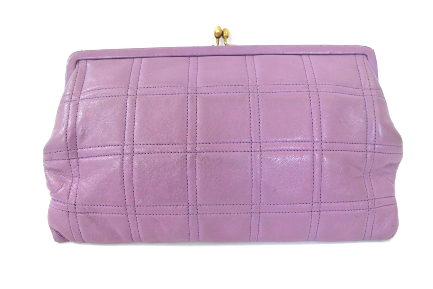 Vintage 1970s Jane Shilton Lilac Quilted Leather Make Up Bag - GeorginaGoodman Vintage 1970s Jane Shilton Lilac Quilted Leather Make Up Bag - GeorginaGoodman