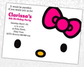 Hello Kitty Invitation - Choose Bow Color / Pattern