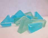 Ocean Breeze Scented Aqua and Seafoam Sea Glass Shaped Soaps Beach Destination Wedding Favors