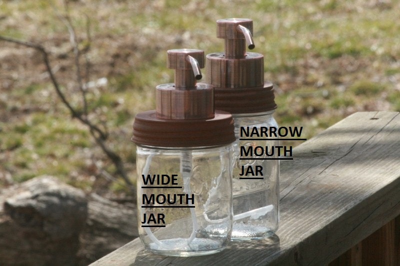Mason Quart Jar Foamer Soap Dispenser With New Jar and Copper Colored Metal Pump and Rust Reproduction Lid