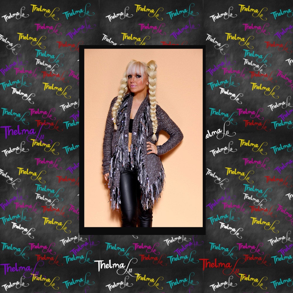 Metallic Fringe Sweater/Wrap...Unique, one of a kind, UNISEX, upcycled, custom made