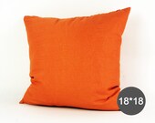 Housewares orange Pillow Cover Pillow Case cotton fabric Pillow solid color  cushion Hidden Zipper Closure customized 18x18 inches 1505-02