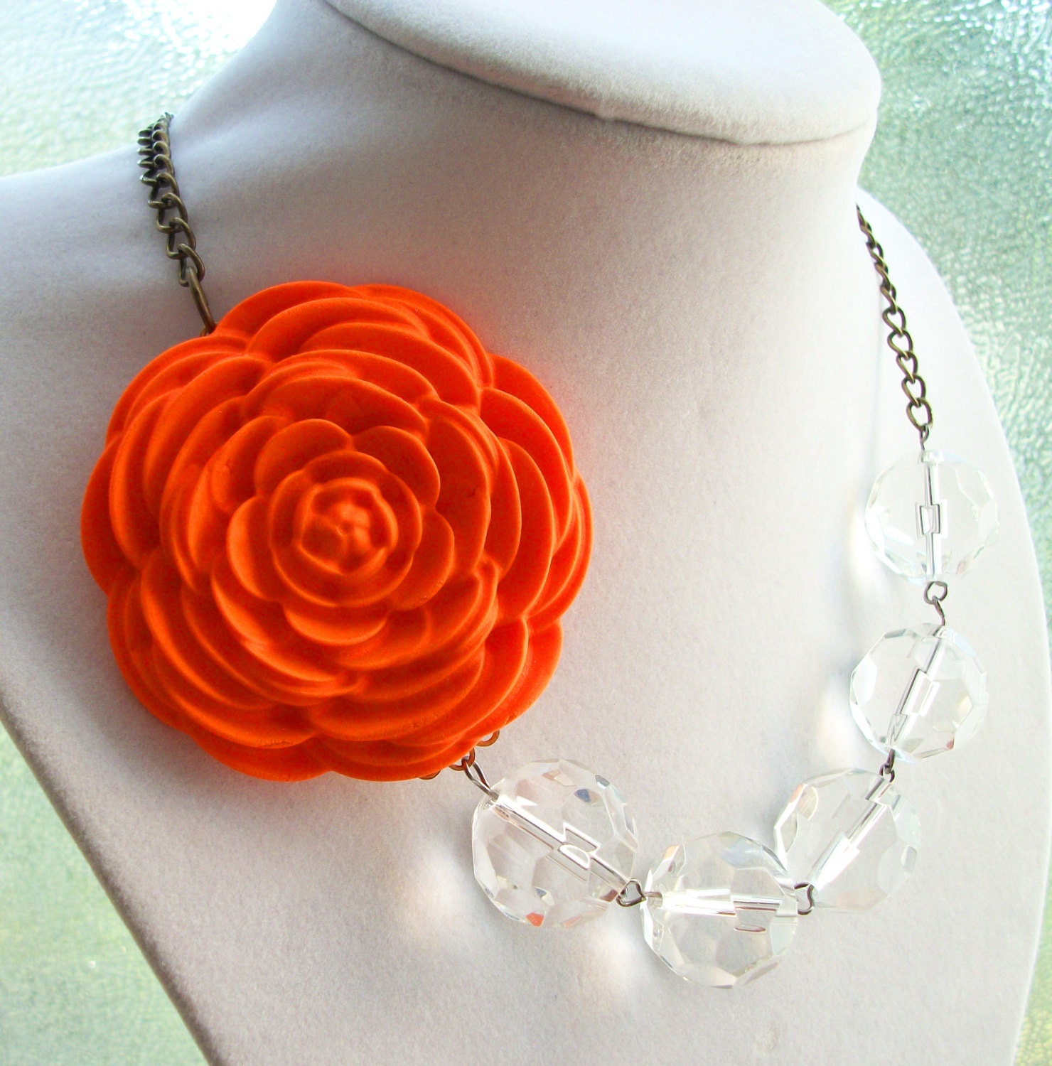 Bridesmaid Jewelry,Orange Bridesmaid Necklace,Bib Necklace,Orange Wedding Jewelry,Wedding Necklace,Bridal Party Jewelry,Bridesmaid Gift