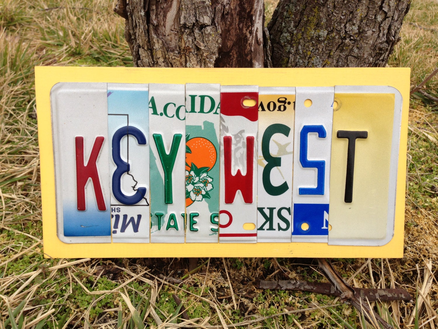 KEY WEST Custom Recycled License Plate Art Sign Plaque Wall Hanging OOAK
