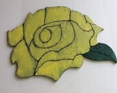 Large yellow wooden rose wall hanging wall decor pop art tattoo sign texas rose garden art