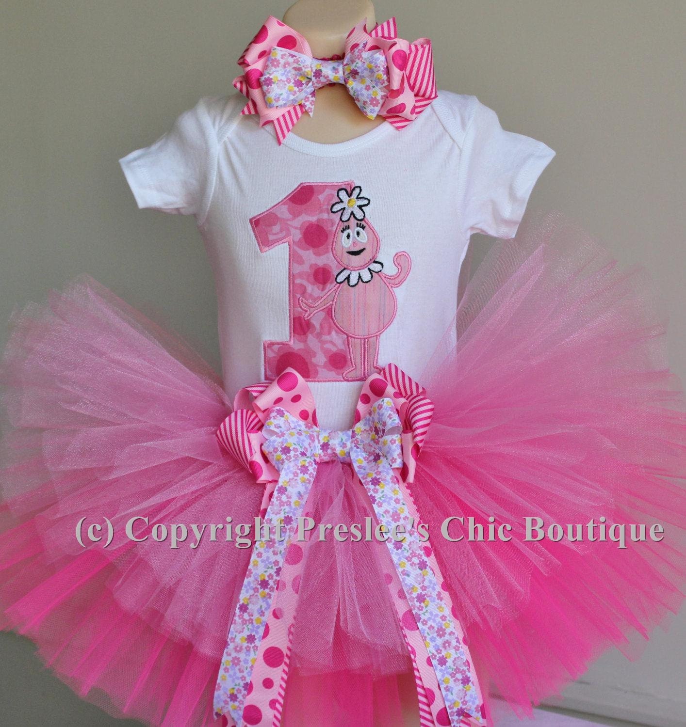 1,2,3,4,5 Foofa Birthday tutu outfit. Great for a Yo Gabba Gabba theme party or for pictures