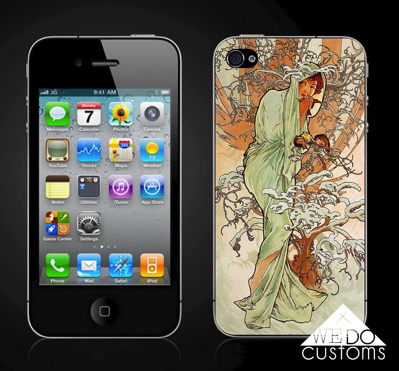 iPhone Cases - Mucha Art Nouveau Classic Vintage Retro Pin Up Painting Hard Cover Iphone 4 Iphone 5 Case Gifts Under 25