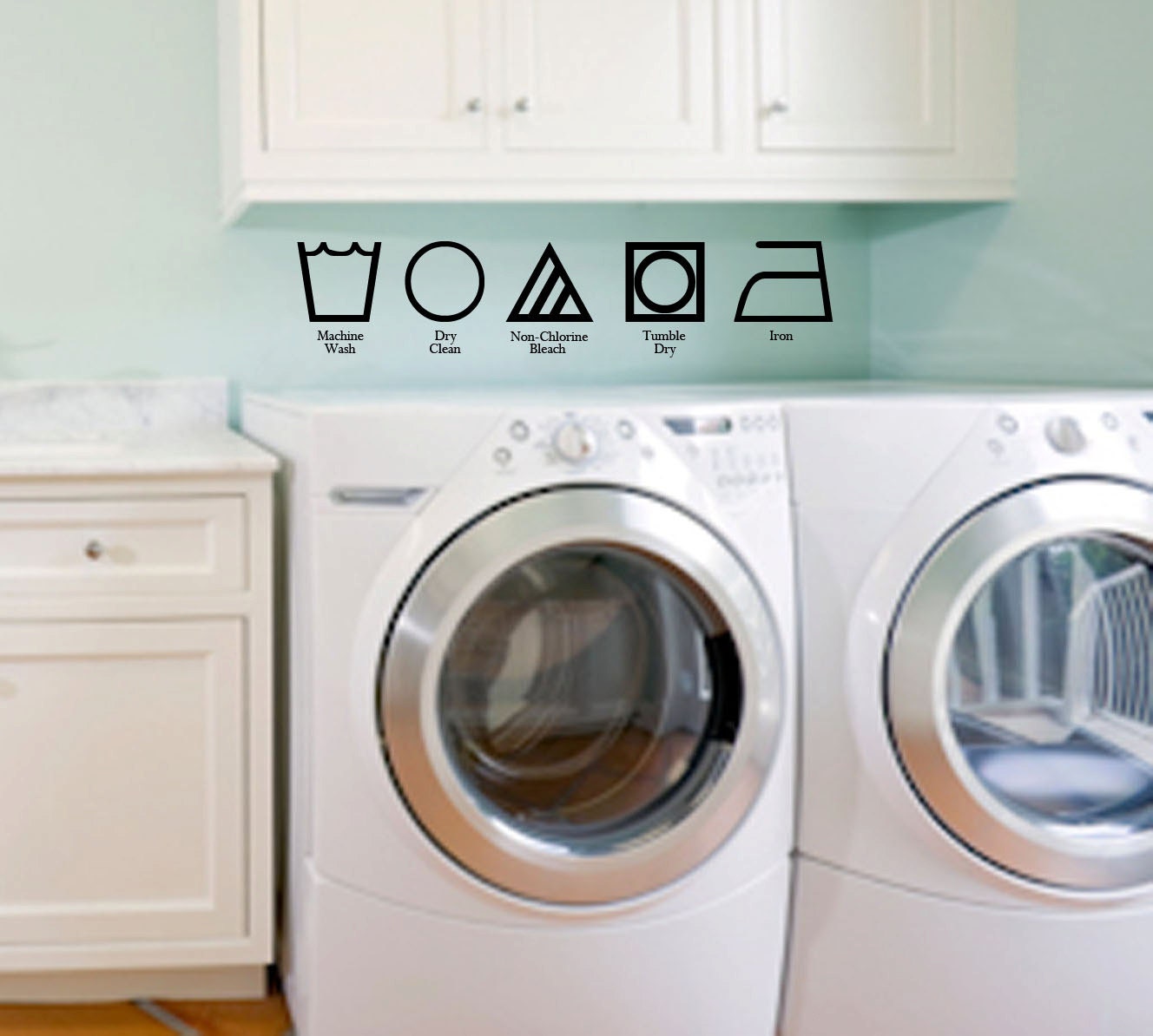Laundry Washing Symbols w/Labels Decor/Sticker FREE SHIPPING VI00102