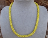 Yellow Beaded Kumihimo Necklace