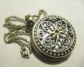 Four leaf flower Pocket  Watch necklace in retro style sweater chain necklace pendant fashion