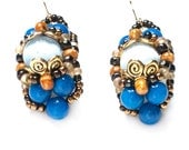 Baroque style blue beaded earrings