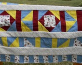 Musical Ducks Modern Handmade Flannel Baby Crib Quilt with Soft and Fluffy Trim and backing