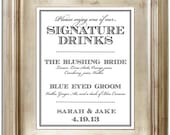 Signature Drink 8x10 Wedding Sign - Customized Personalized Typography Art Print