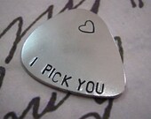 Guitar Pick, I pick you, Personalized guitar pick, Mens Gifts, Anniversary gifts for men, Graduation, Aluminum, Brass