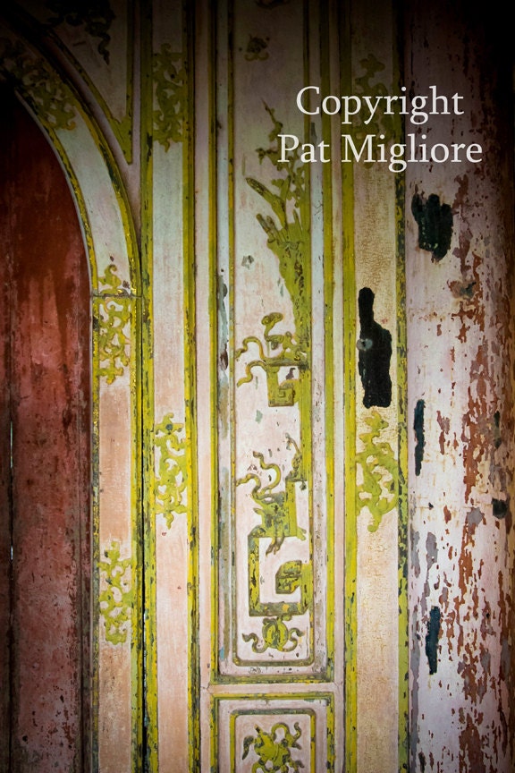 Fine Art Print Travel Photography Vietnam Temple Wall with Peeling Paint fPOE