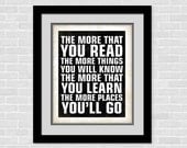 Dr Seuss Subway art print - 8 x 10 poster - The more you read - Baby nursery Decor - Inspirational Quote Typography Art