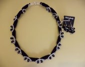Crochet rope Beadwork Necklace and Earrings, Seed beaded jewelry, beaded necklace and earrings, Geometric Rope Set