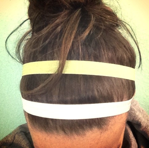 Double Elastic Headband in Lime Green and White