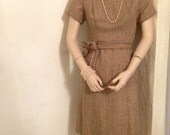 Vintage Handmade Burlap Wool Preppy Dress Small Medium Boho// Hippie Chic// Rehearsal Dinner// Wedding Shower