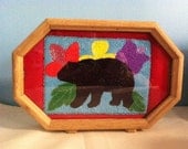 Native Memories one of a Kind, Beaded Bear with woodland floral designs using delica beads