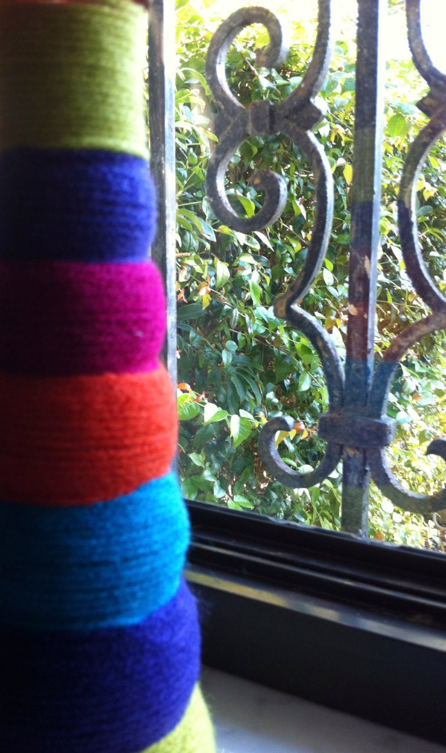 Wool wrapped rainbow vase, decoration, bathroom, kitchen, bedroom, shelf, flowers, shelf, gift, wool, colorful