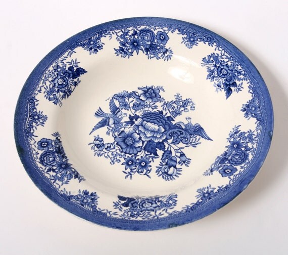 blue white plate china porcelain norway egersund by northvintage
