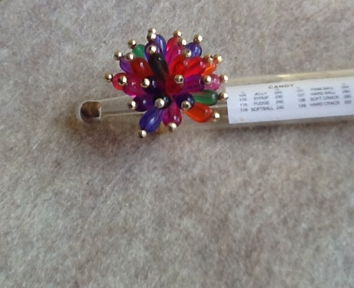 Vintage Starburst Ring multicolor gold beads Retro boho chic