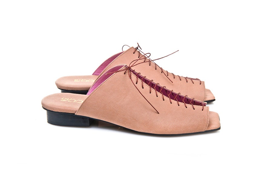 Women sandals, nude leather, handmade shoes