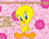 Tweety Bird Birthday Invitation or Thank You Card Personalized Custom Printable Digital File