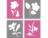 Flower Print Set of Four 8x10 Modern Flower Art Nursery Prints Flower Wall Art Home Decor Available in Custom Colors